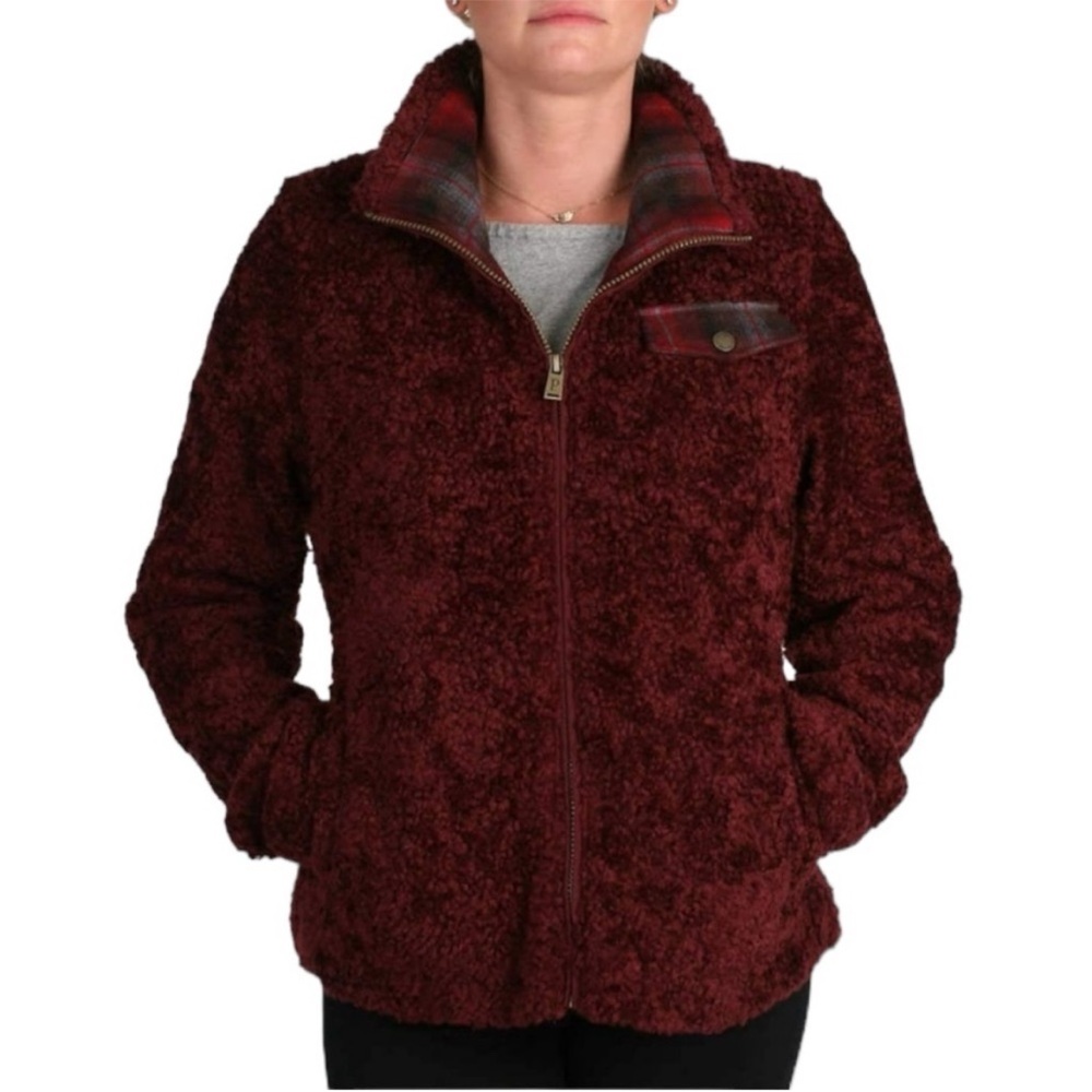 Pendleton Woolen Mills Fuzzy Zip Jacket Maroon M